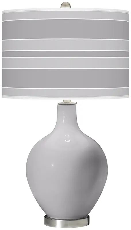 Color Plus Ovo 28 1/2" Bold Stripe Shade Swanky Gray Table Lamp