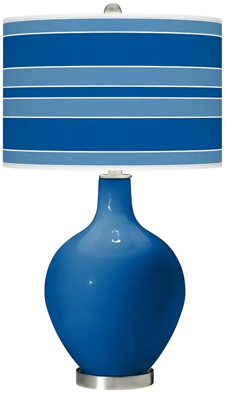 Color Plus Ovo 28 1/2" High Bold Stripe Shade Hyper Blue Table Lamp