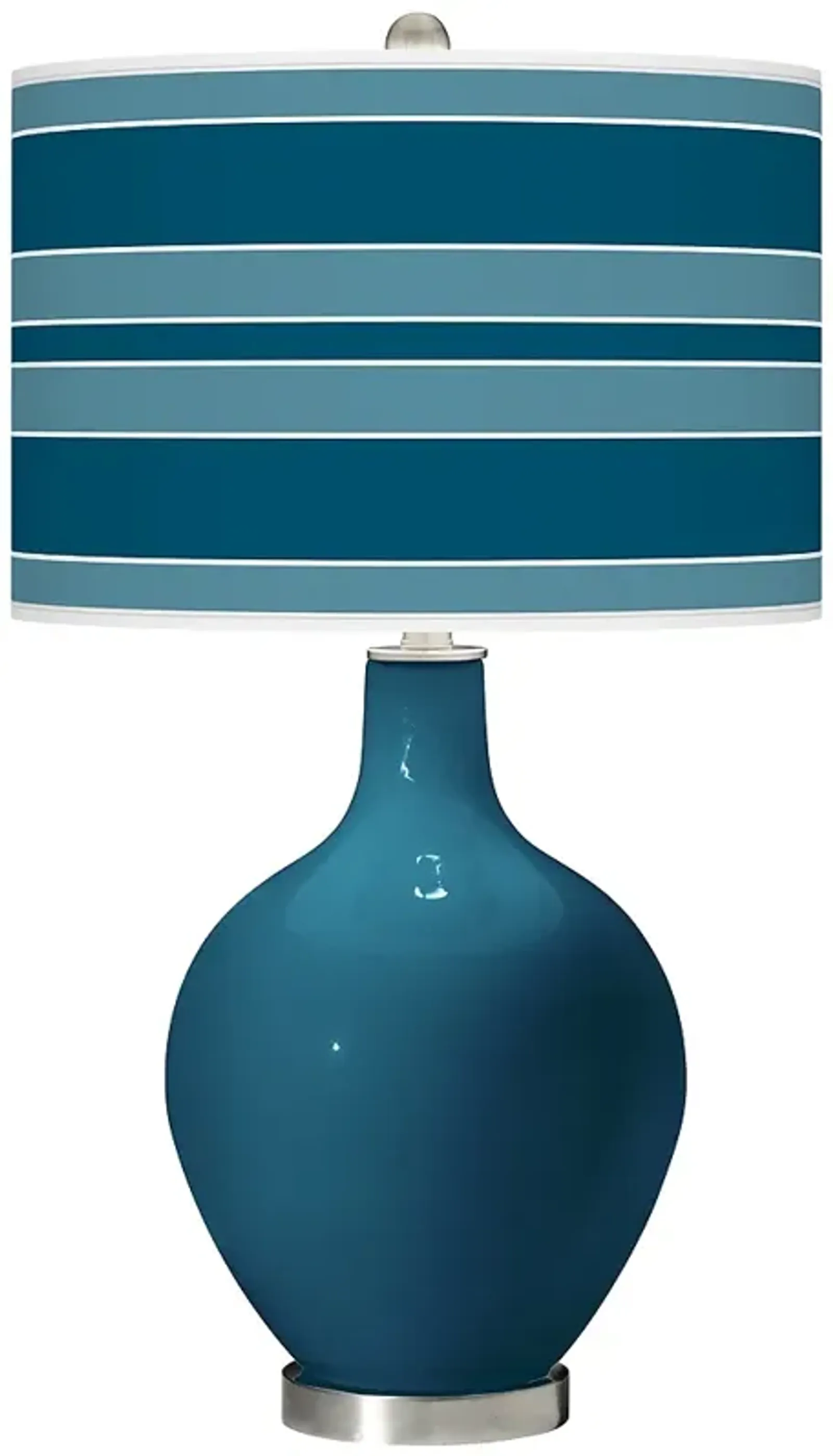 Color Plus Ovo 28 1/2" Bold Stripe Shade Oceanside Blue Table Lamp