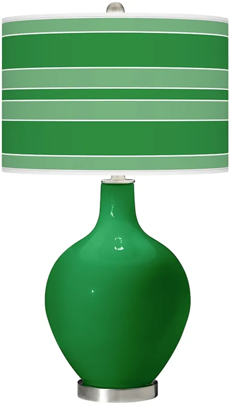 Color Plus Ovo 28 1/2" Bold Stripe Shade Envy Green Table Lamp