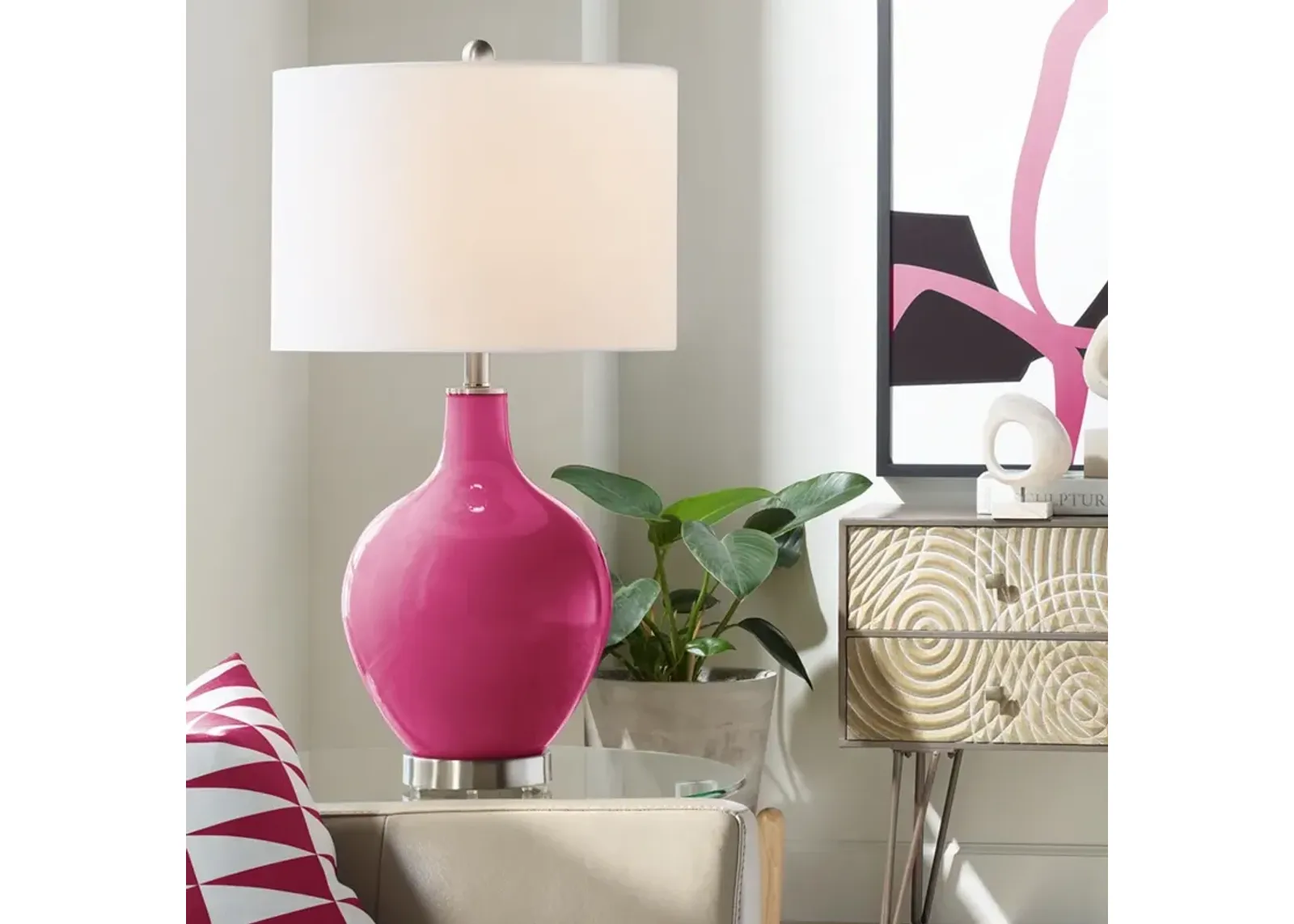 Color Plus Ovo 28 1/2" High Vivacious Pink  Glass Table Lamp