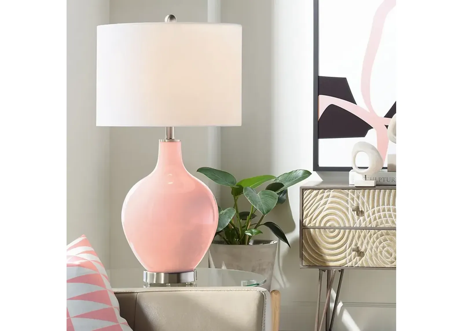 Color Plus Ovo 28 1/2" Mellow Coral Pink Table Lamp