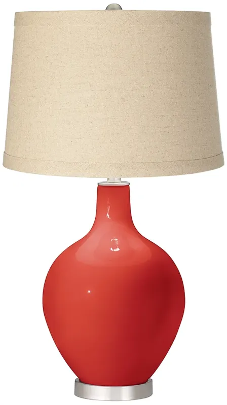 Cherry Tomato Oatmeal Linen Shade Ovo Table Lamp