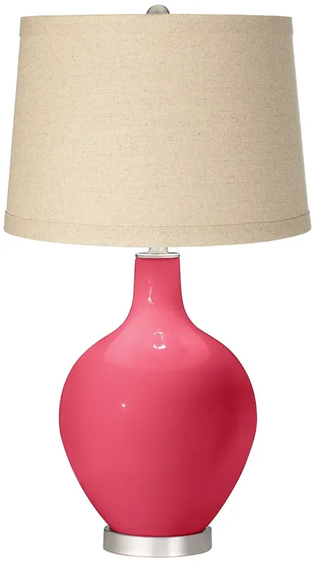 Eros Pink Oatmeal Linen Shade Ovo Table Lamp