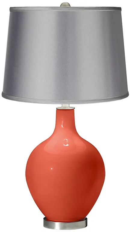 Daring Orange - Satin Light Gray Shade Ovo Table Lamp