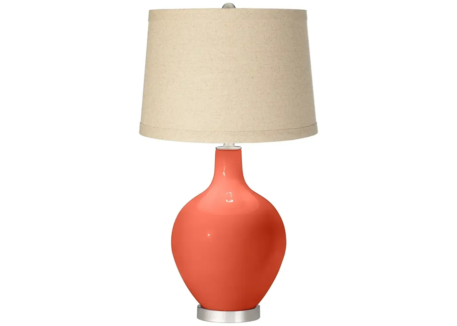 Color Plus Ovo 28 1/2" Oatmeal Linen Shade Daring Orange Table Lamp