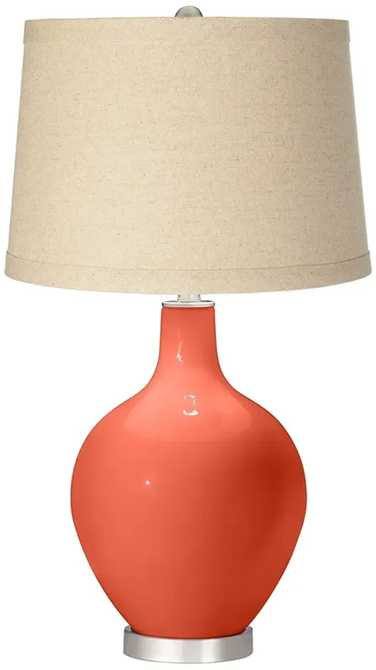 Color Plus Ovo 28 1/2" Oatmeal Linen Shade Daring Orange Table Lamp