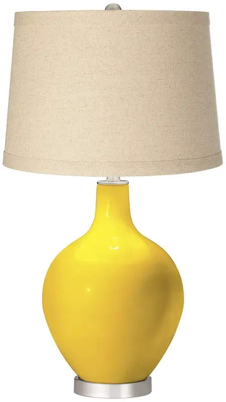 Color Plus Ovo 28 1/2" Oatmeal Linen Shade Citrus Yellow Table Lamp