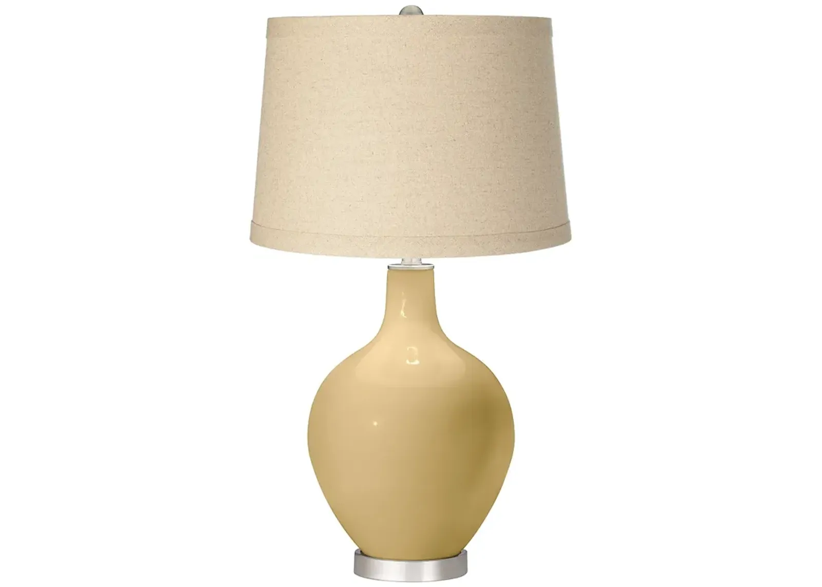 Color Plus Ovo 28 1/2" Oatmeal Linen Shade  Humble Gold Table Lamp