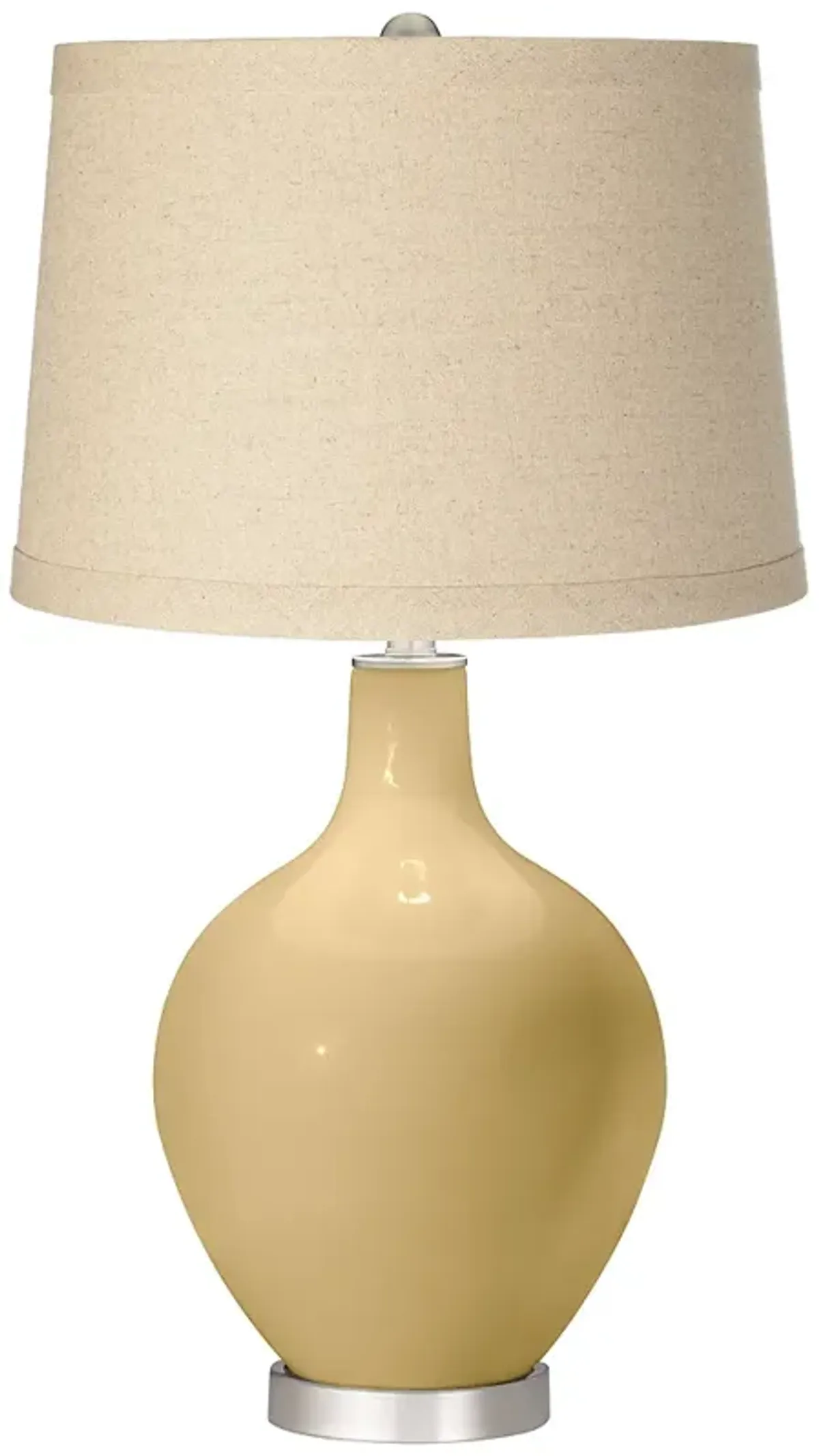 Color Plus Ovo 28 1/2" Oatmeal Linen Shade  Humble Gold Table Lamp