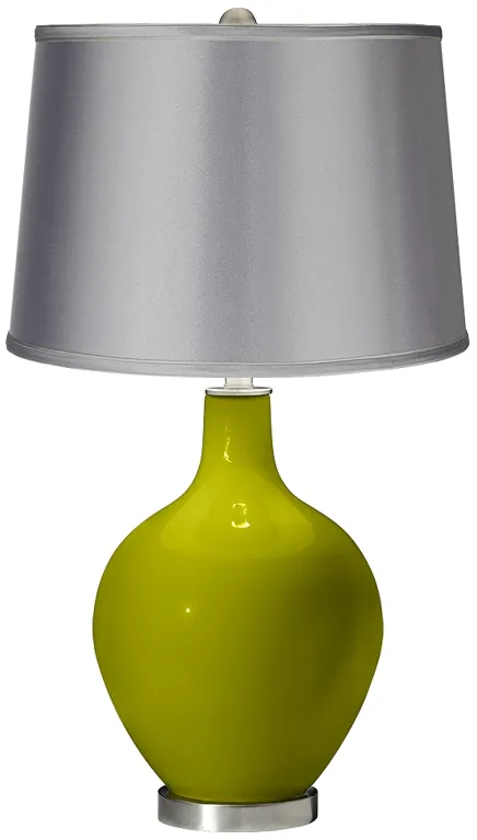 Olive Green - Satin Light Gray Shade Ovo Table Lamp