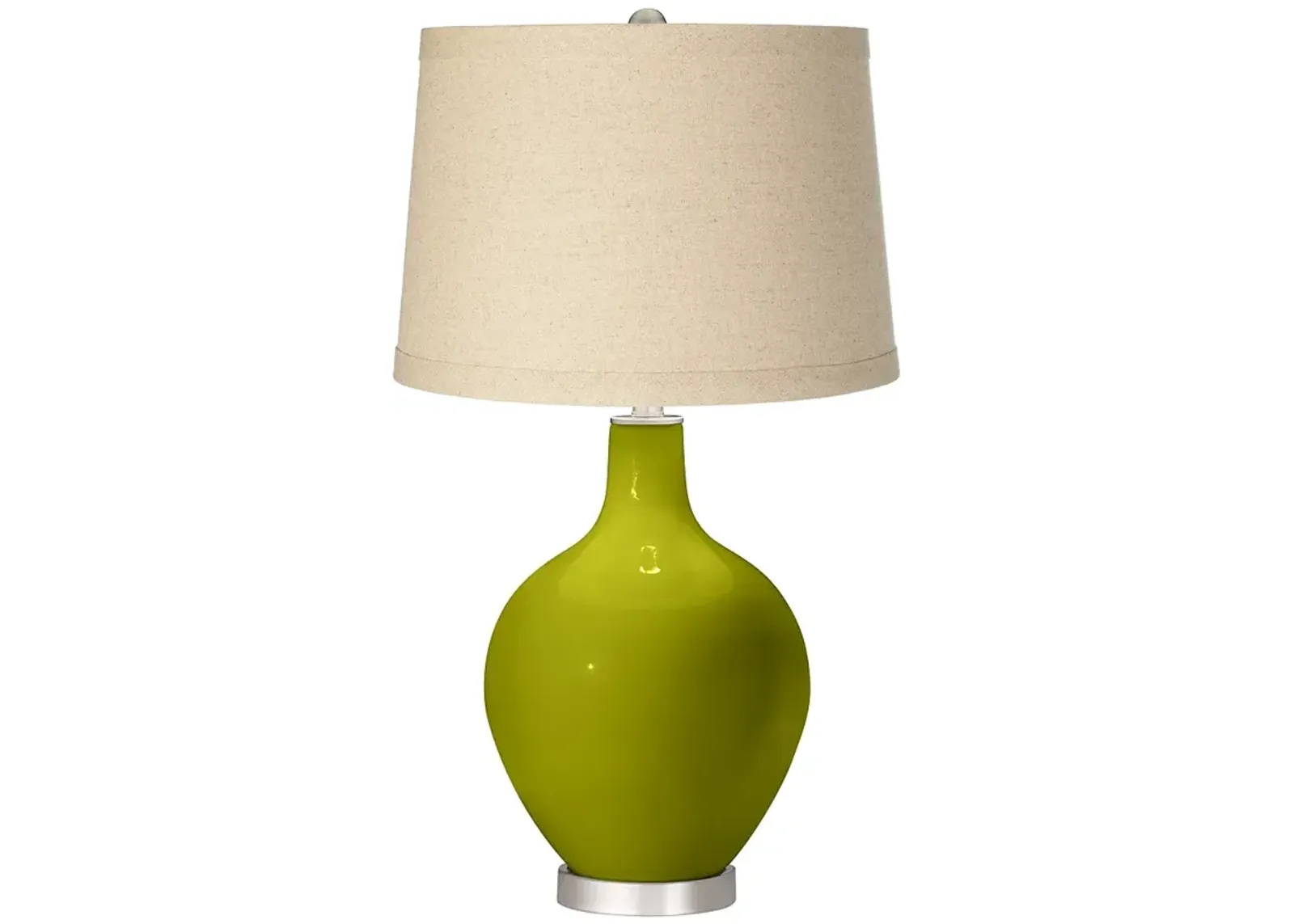 Color Plus Ovo 28 1/2" Oatmeal Linen Shade Olive Green Table Lamp