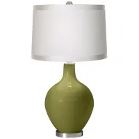 Rural Green White Drum Shade Ovo Table Lamp
