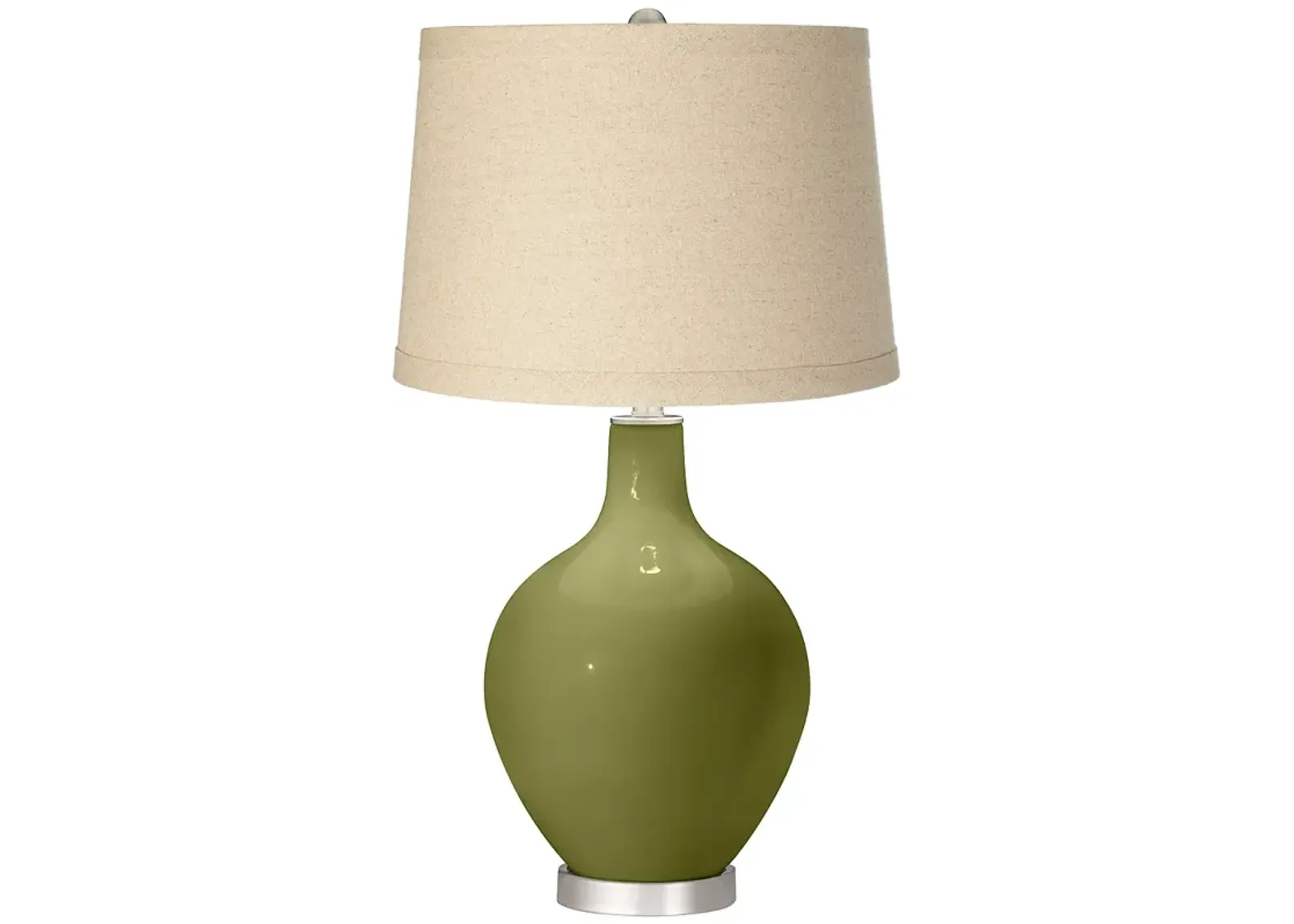 Color Plus Ovo 28 1/2" Oatmeal Linen Shade Rural Green Table Lamp