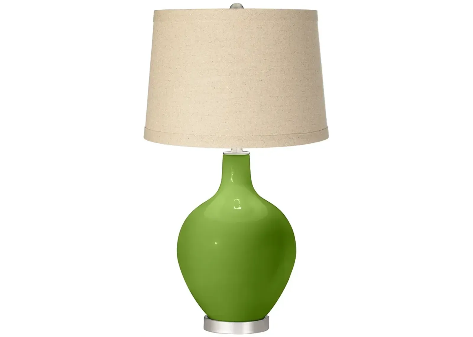 Color Plus Ovo 28 1/2" Oatmeal Linen Shade  Gecko Green Table Lamp