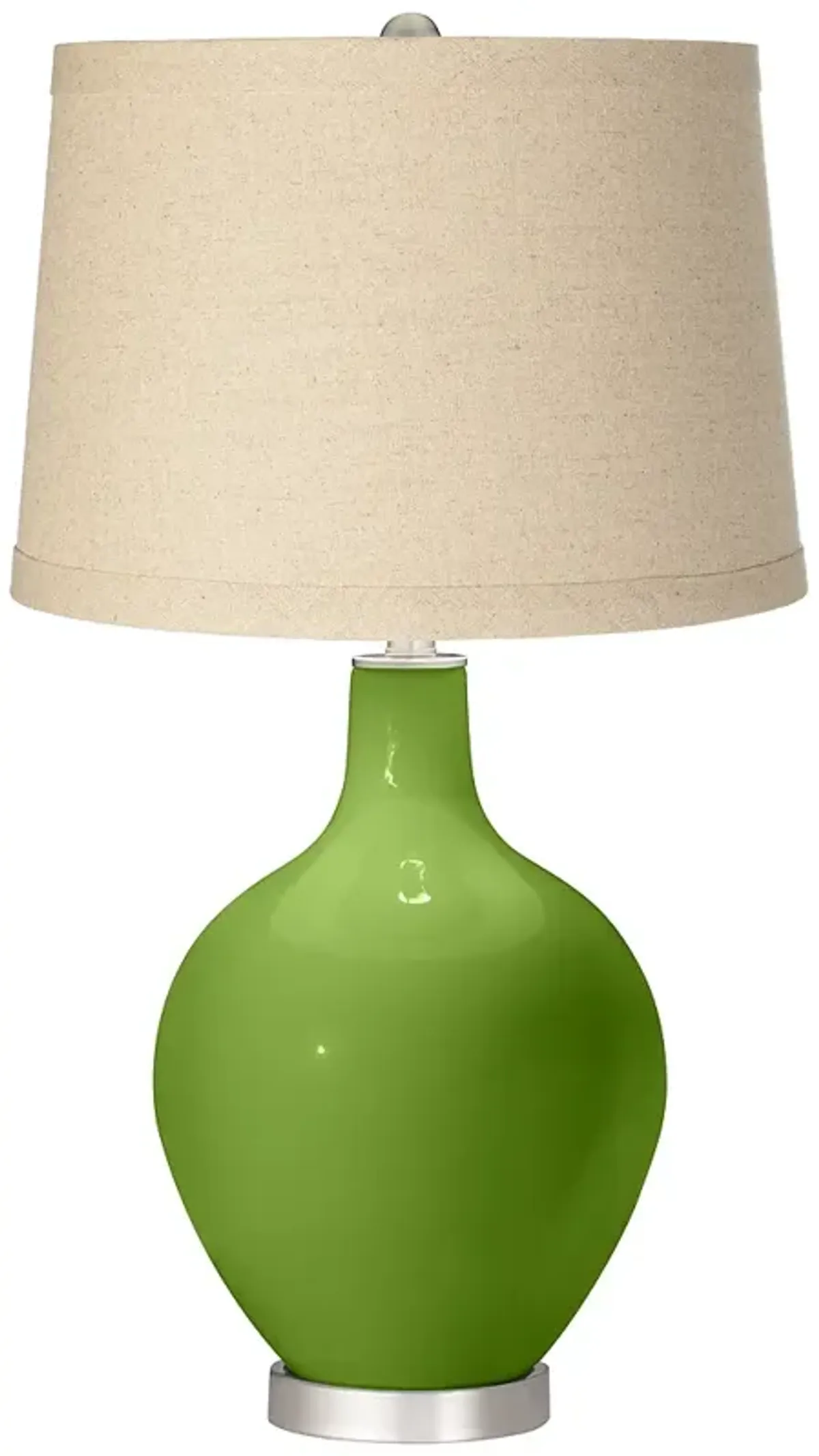 Color Plus Ovo 28 1/2" Oatmeal Linen Shade  Gecko Green Table Lamp