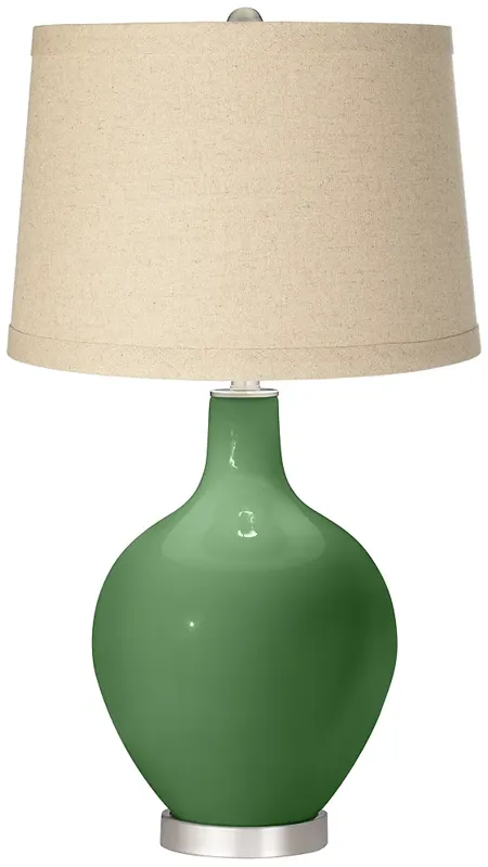 Color Plus Ovo 28 1/2" Oatmeal Linen Garden Grove Green Table Lamp