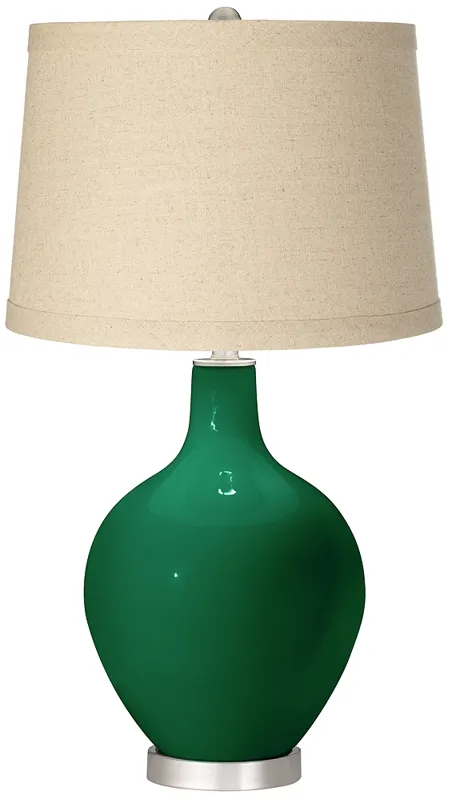 Greens Oatmeal Linen Shade Ovo Table Lamp