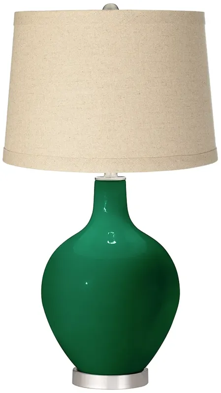 Color Plus Ovo 28 1/2" High Oatmeal Linen Shade Greens Table Lamp