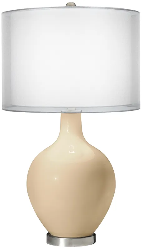 Colonial Tan Double Sheer Silver Shade Ovo Table Lamp