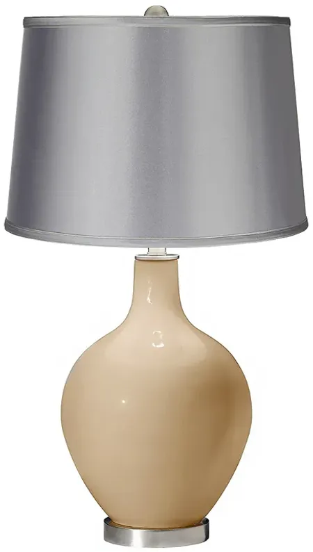 Colonial Tan - Satin Light Gray Shade Ovo Table Lamp