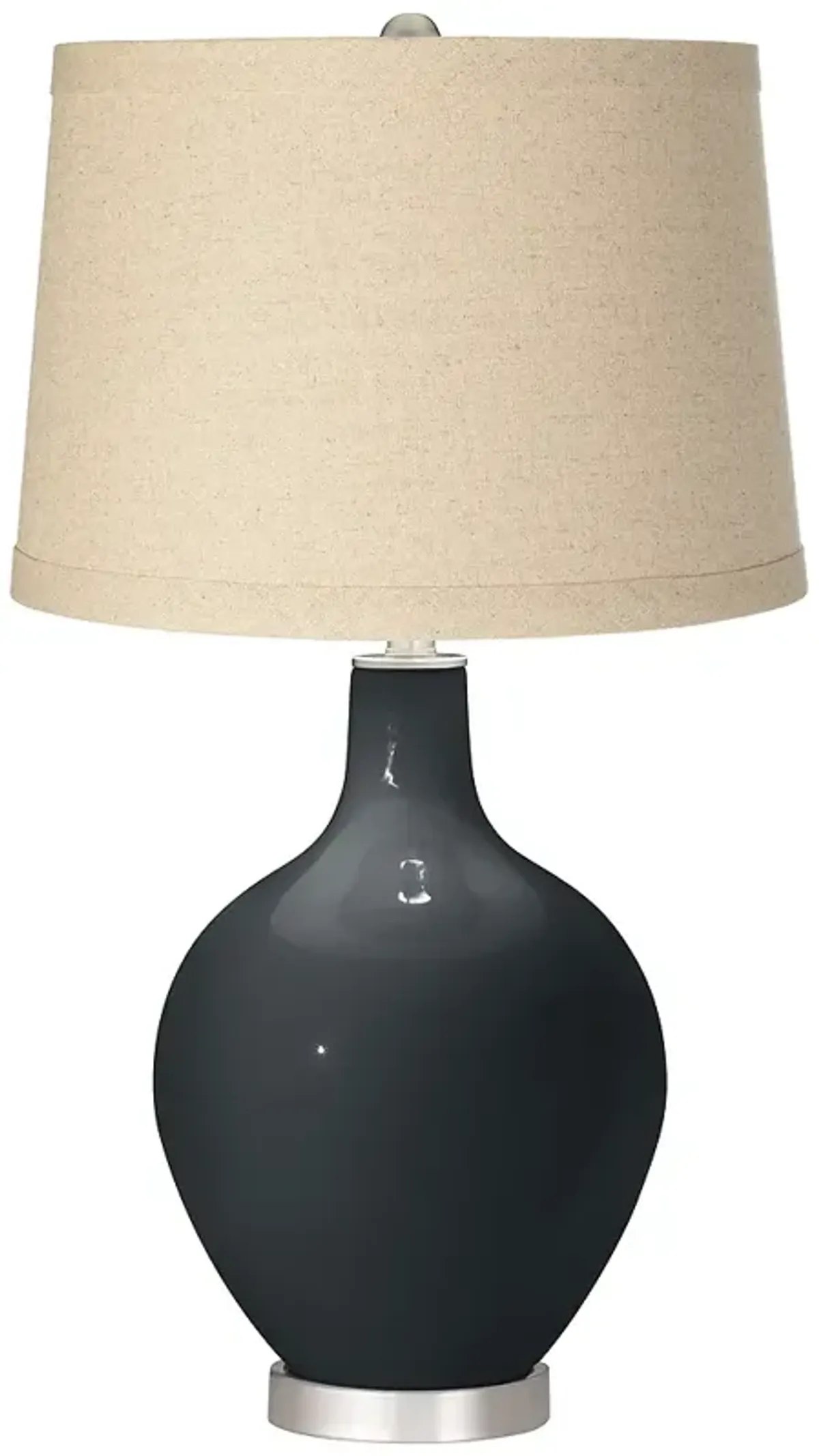 Black of Night Oatmeal Linen Shade Ovo Table Lamp