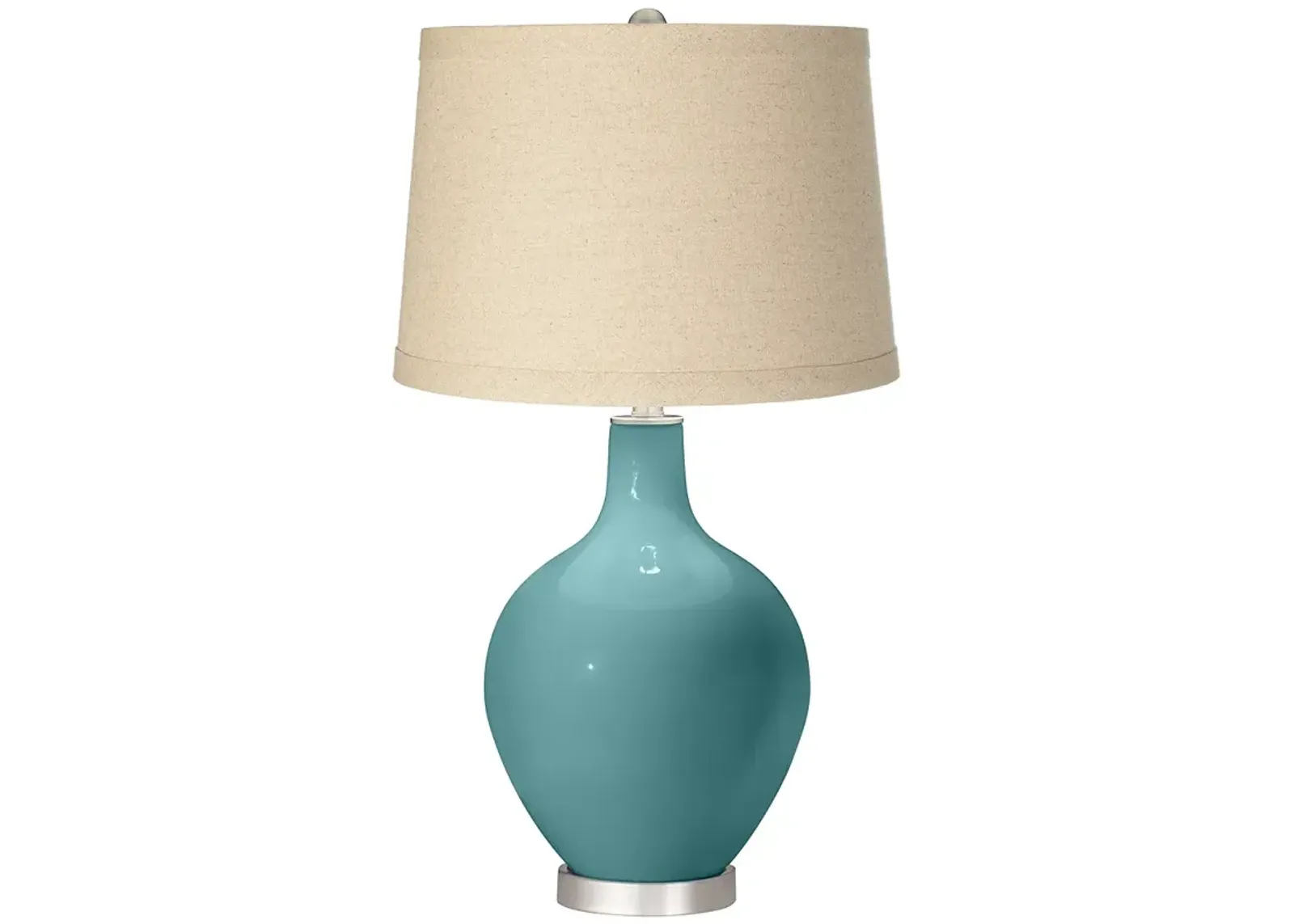 Color Plus Ovo 28 1/2" Oatmeal Linen Shade Reflecting Pool Blue Lamp