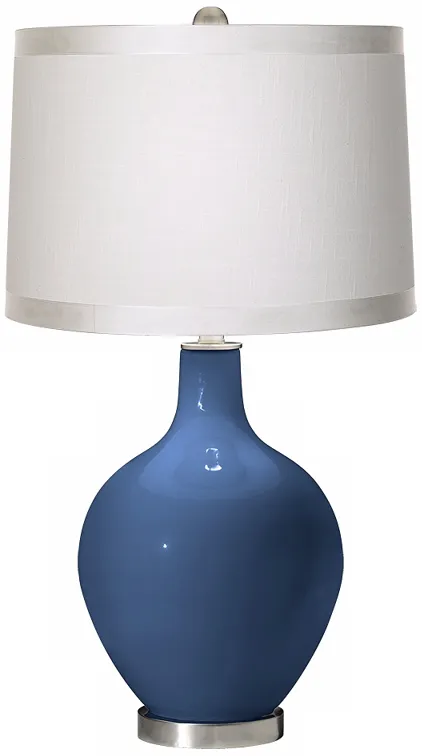 Color Plus Ovo 28 1/2" High Off-White Shade Regatta Blue Table Lamp