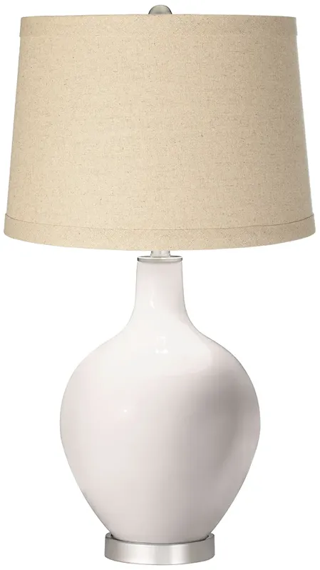 Smart White Oatmeal Linen Shade Ovo Table Lamp