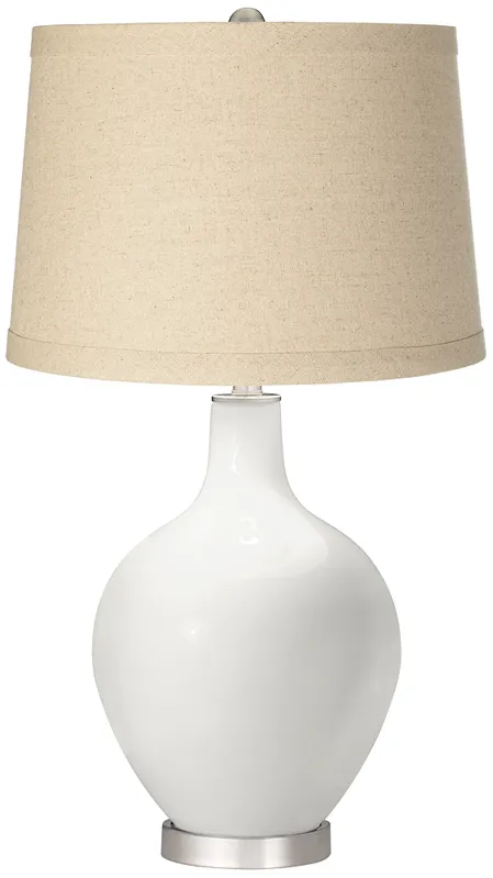 Winter White Oatmeal Linen Shade Ovo Table Lamp