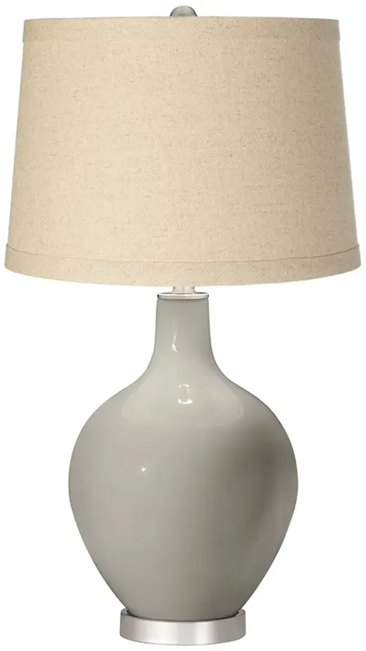 Requisite Gray Oatmeal Linen Shade Ovo Table Lamp