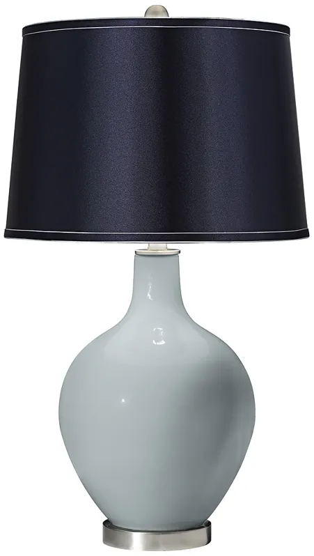 Uncertain Gray Satin Navy Shade Ovo Table Lamp