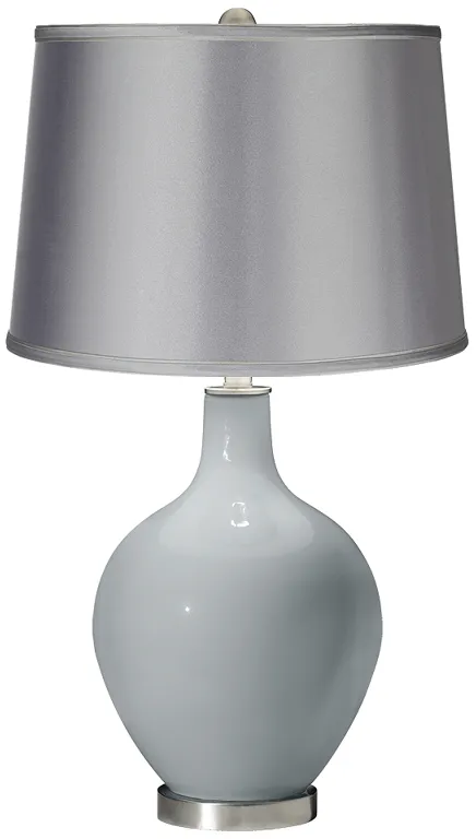 Uncertain Gray - Satin Light Gray Shade Ovo Table Lamp