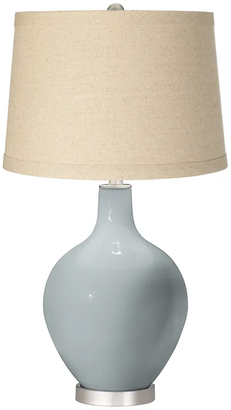 Uncertain Gray Oatmeal Linen Shade Ovo Table Lamp