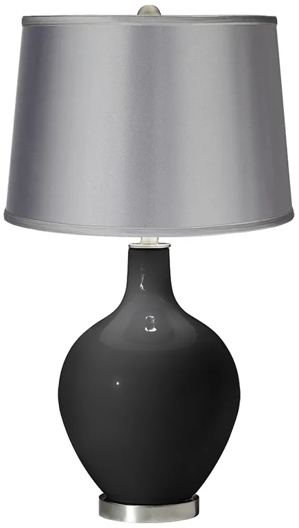 Tricorn Black - Satin Light Gray Shade Ovo Table Lamp