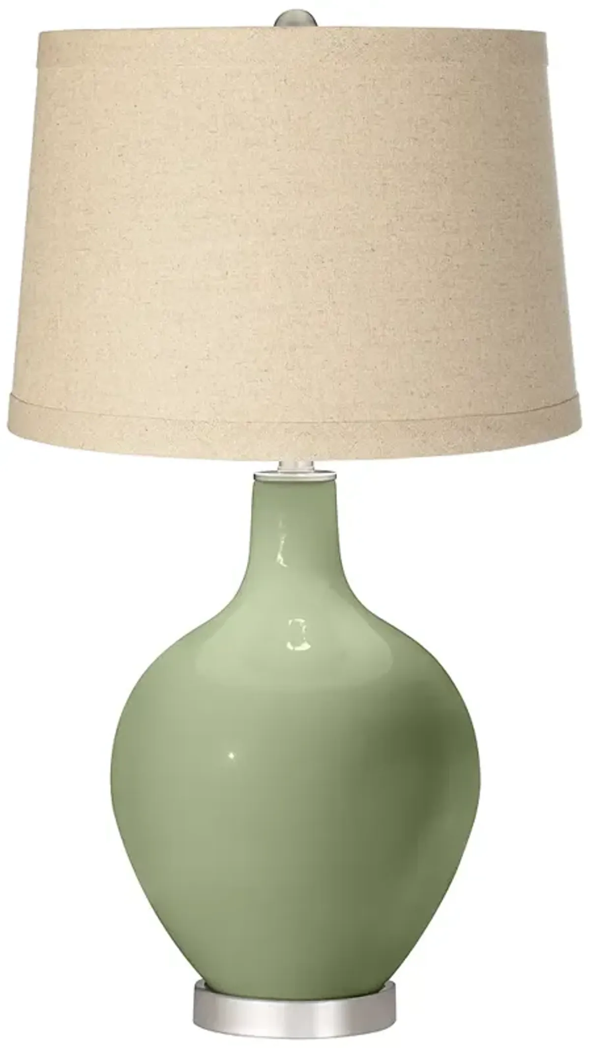 Color Plus Ovo 28 1/2" Oatmeal Linen Shade Majolica Green Table Lamp