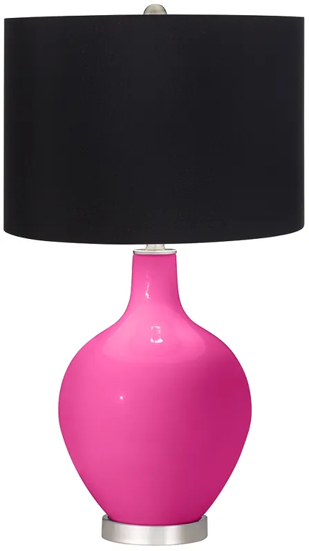 Color Plus Ovo 29 1/2" Black Shade and Fuchsia Pink Table Lamp