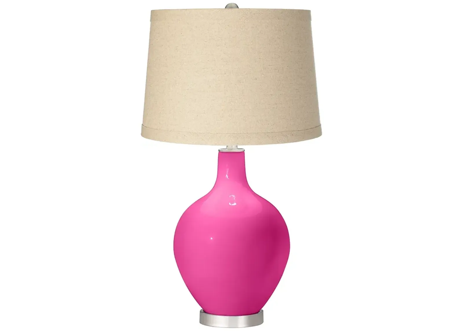 Color Plus Ovo 28 1/2" Oatmeal Linen Shade Fuchsia Pink Table Lamp