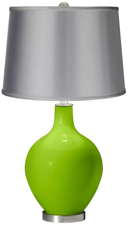 Neon Green - Satin Light Gray Shade Ovo Table Lamp