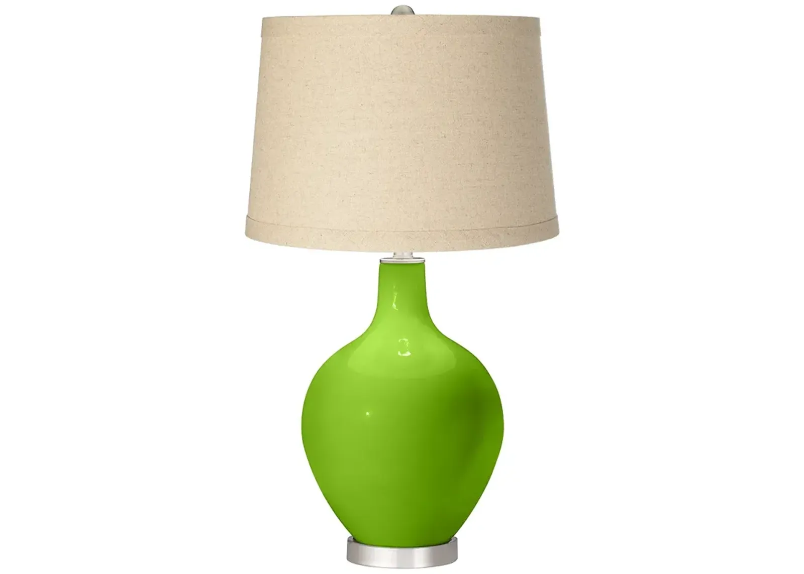 Neon Green Oatmeal Linen Shade Ovo Table Lamp