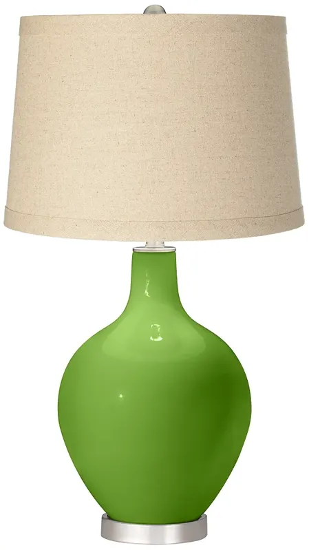 Rosemary Green Oatmeal Linen Shade Ovo Table Lamp