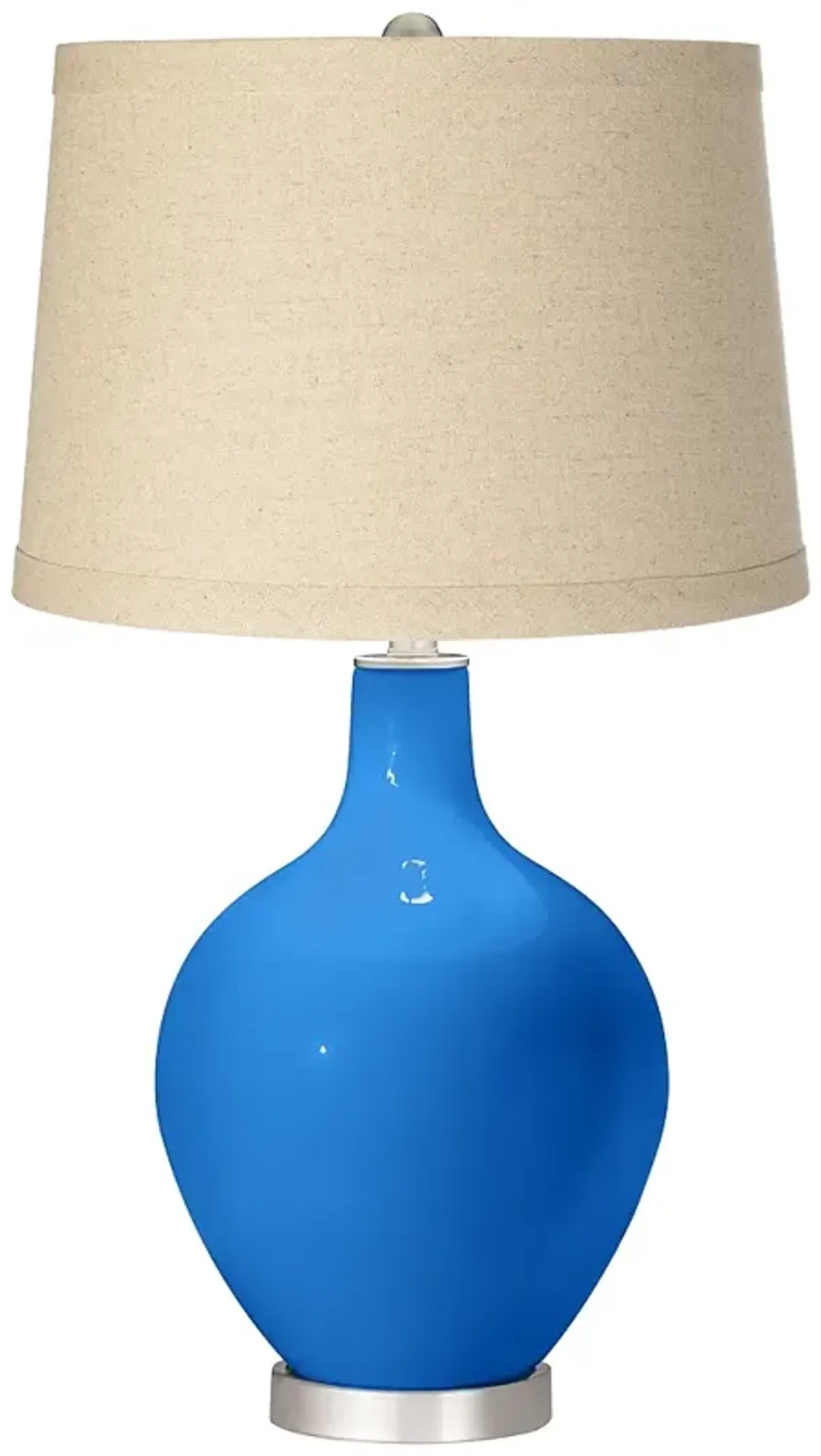 Royal Blue Oatmeal Linen Shade Ovo Table Lamp