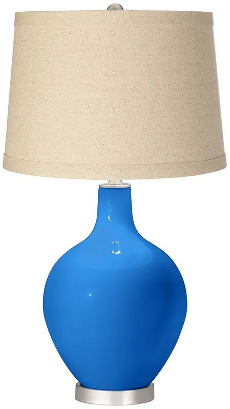 Royal Blue Oatmeal Linen Shade Ovo Table Lamp