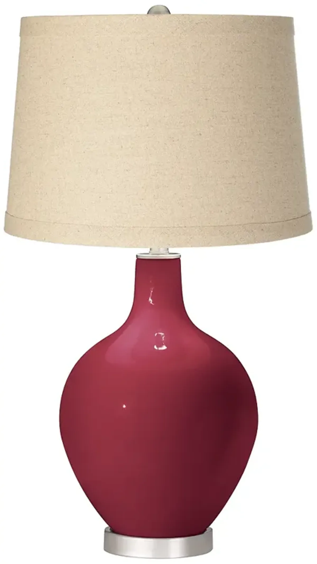 Color Plus Ovo 28 1/2" High Oatmeal Linen Shade Antique Red Table Lamp