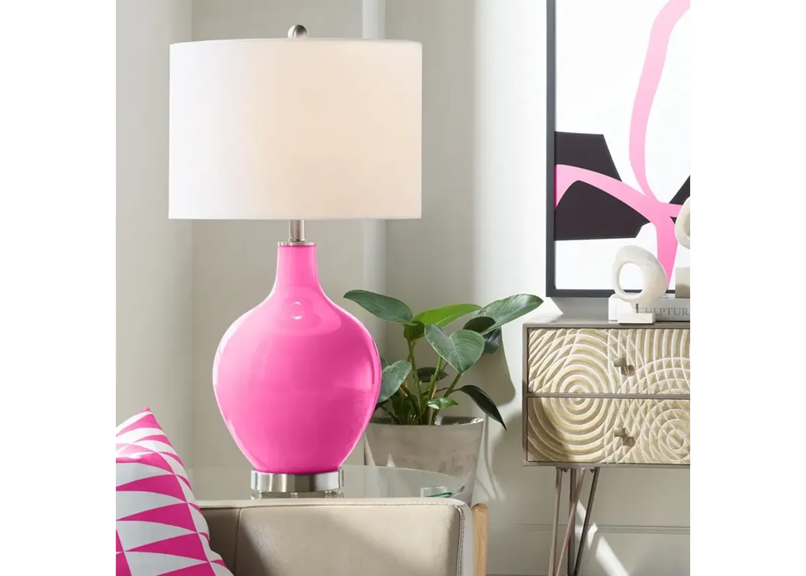 Color Plus Ovo 28 1/2" Blossom Pink Glass Table Lamp