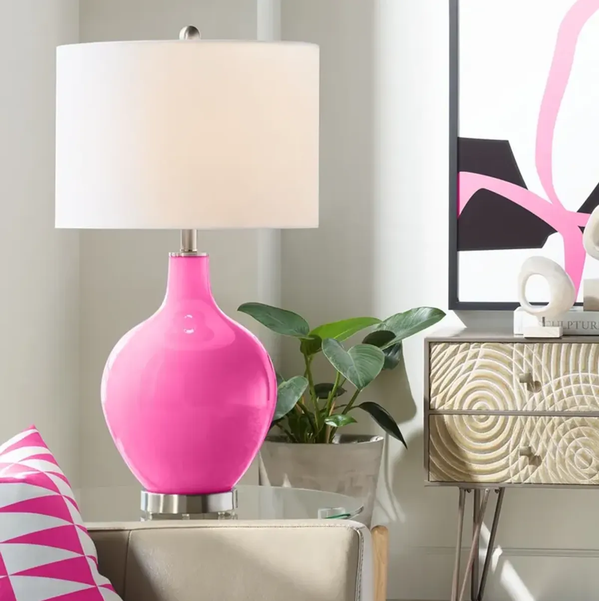 Color Plus Ovo 28 1/2" Blossom Pink Glass Table Lamp