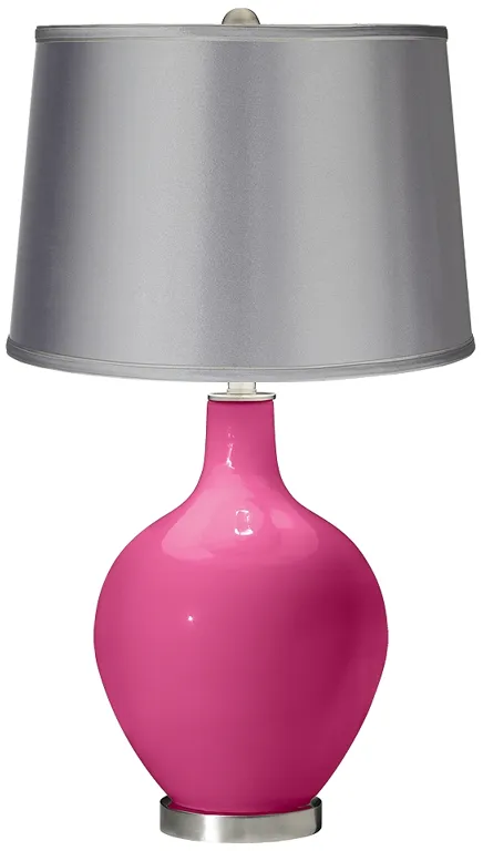 Blossom Pink - Satin Light Gray Shade Ovo Table Lamp