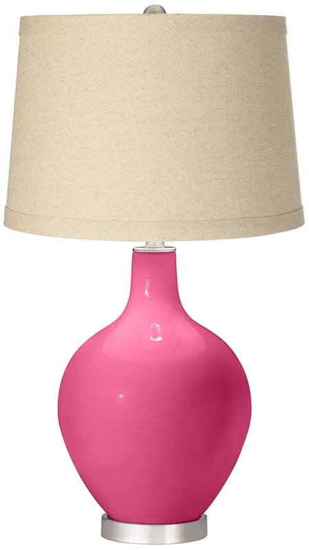 Blossom Pink Oatmeal Linen Shade Ovo Table Lamp