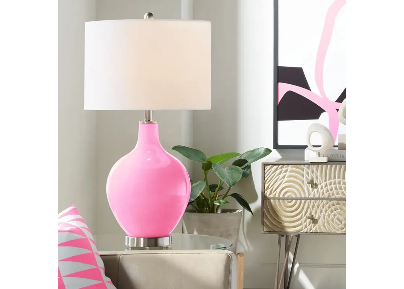 Color Plus Ovo 28 1/2" High Candy Pink Glass Table Lamp