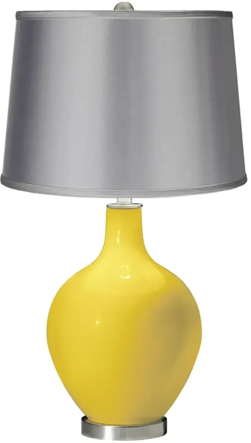 Lemon Zest - Satin Light Gray Shade Ovo Table Lamp